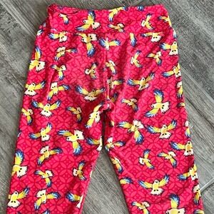 Leggings Parrot Print Bright‎ Red Casual Comfy Softcore Tween Size XS